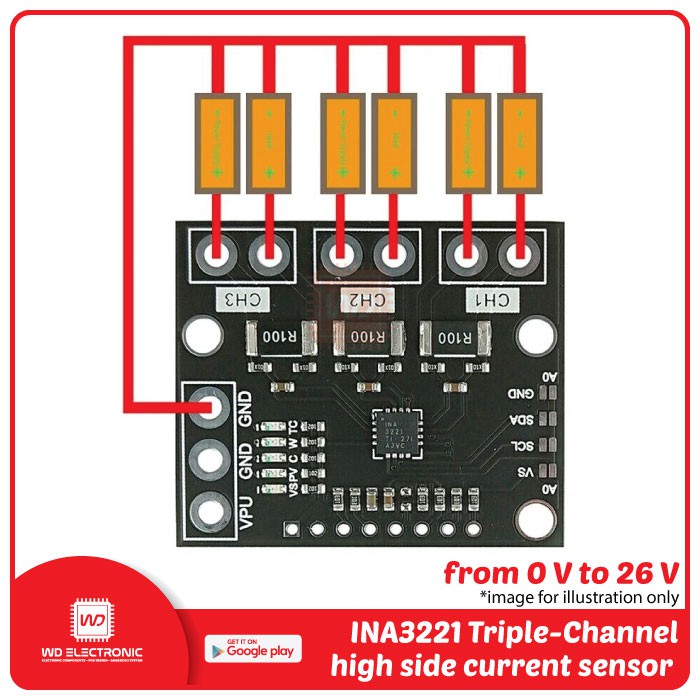 INA3221 Triple-Channel high side current sensor 0-26V module - Gambar 3
