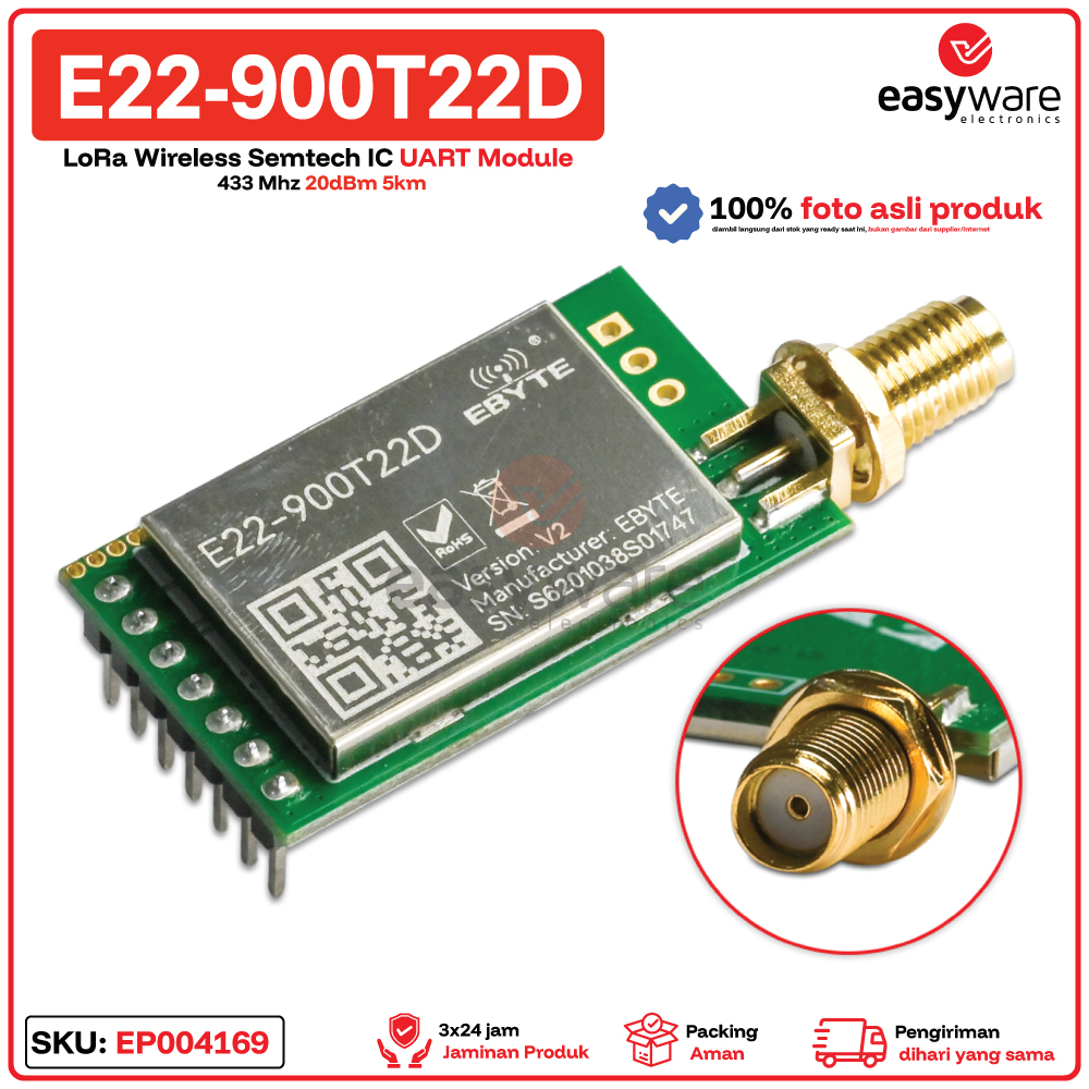 EBYTE E22-900T22D E22 900T22D LoRa Wireless Semtech IC 900 Mhz 20dBm 5km UART LoRa Module - Gambar 2