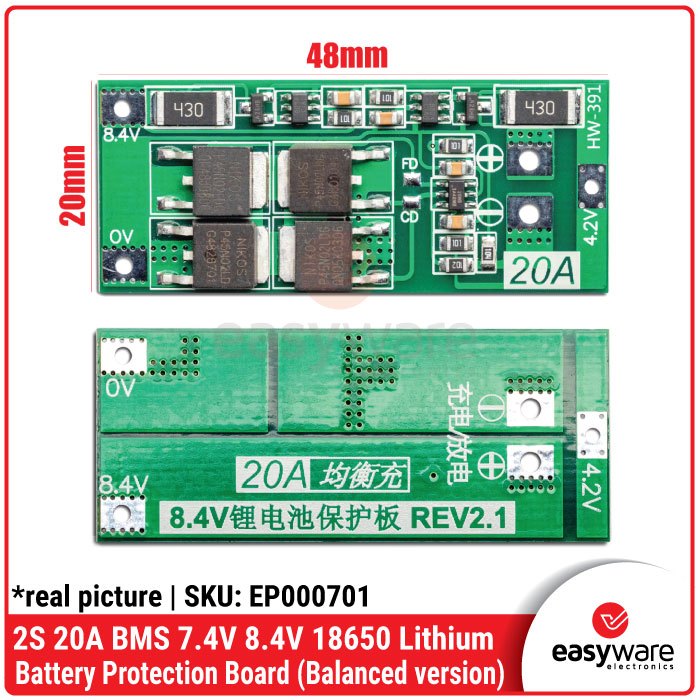 BMS 2S 20A 7.4V 8.4V 18650 Lithium battery protection board - Gambar 5